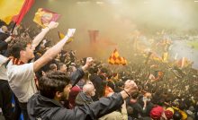 I tifosi della Roma esultano